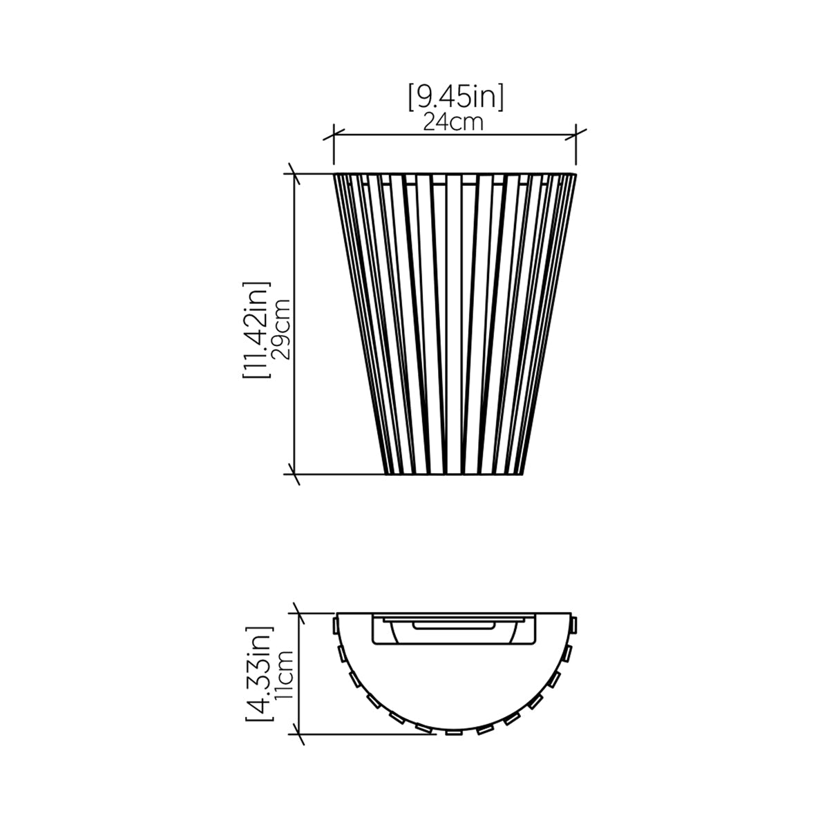 Slatted 456 Wall Light - line drawing.