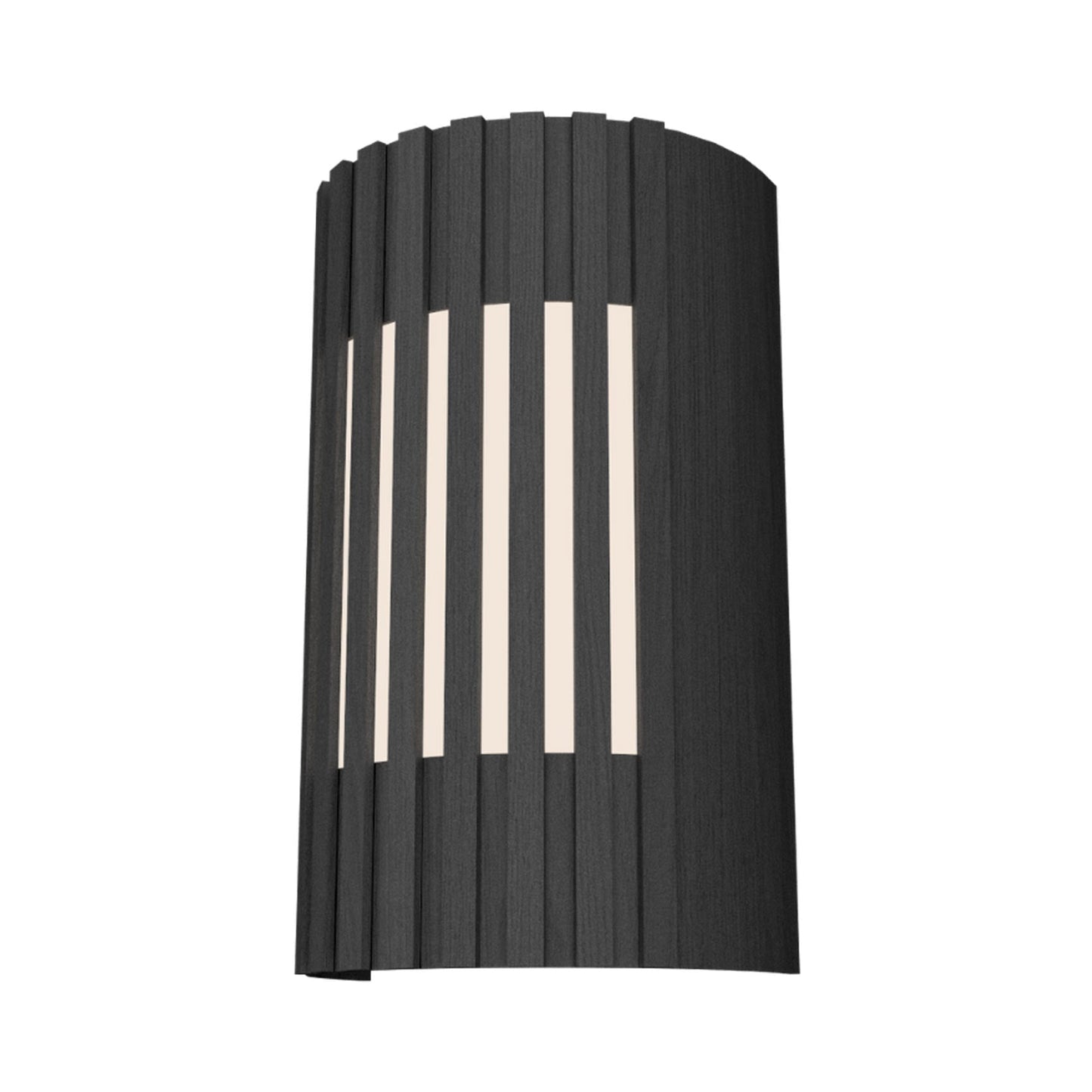 Slatted Curved Wall Light in Organic Lead Grey.