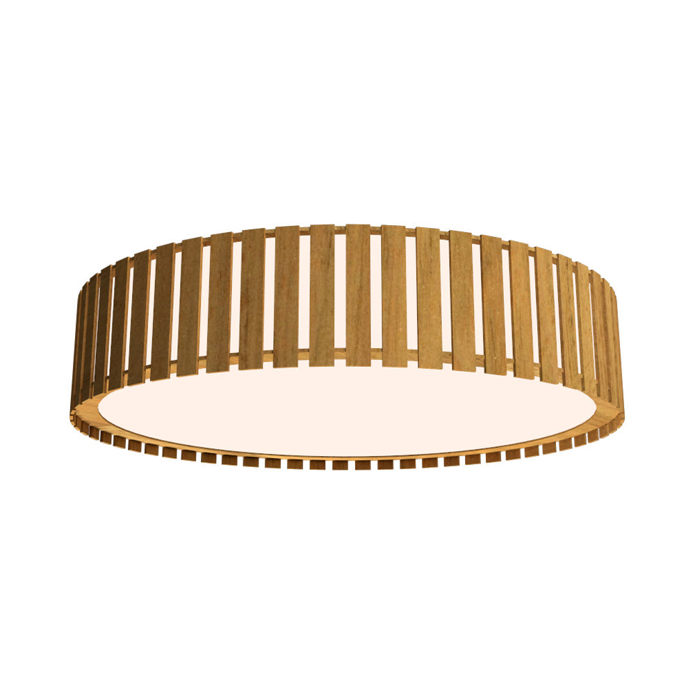 Slatted LED Flush Mount Ceiling Light in Louro Freijo.