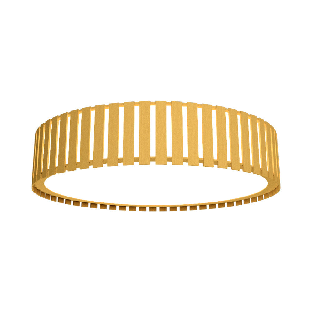 Slatted LED Flush Mount Ceiling Light in Organic Gold.