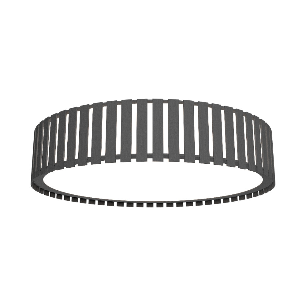 Slatted LED Flush Mount Ceiling Light in Organic Lead Grey.