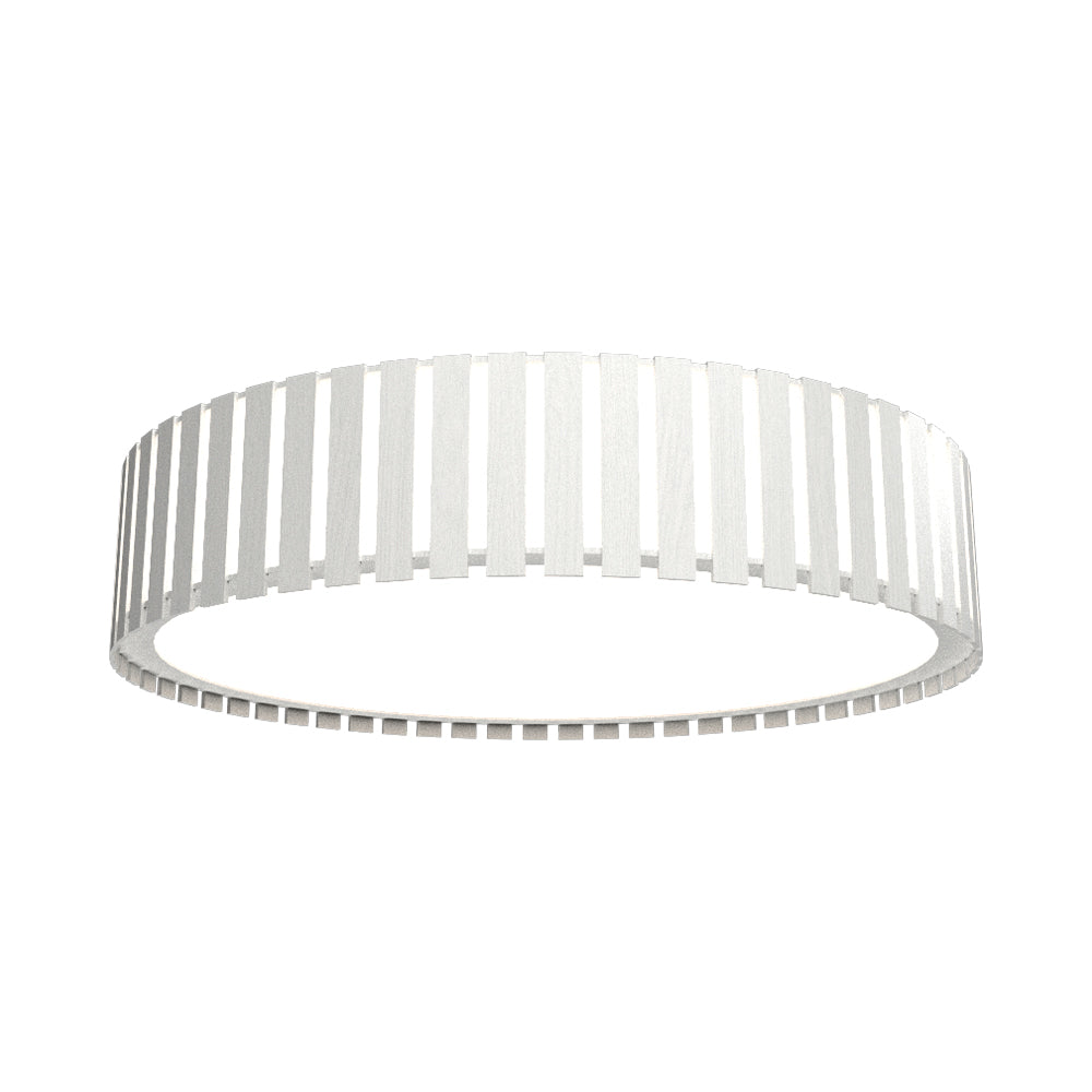 Slatted LED Flush Mount Ceiling Light in Organic White.