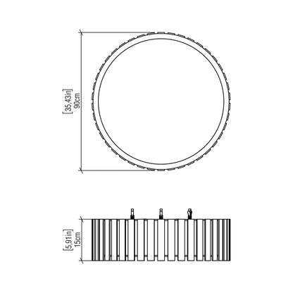 Slatted LED Flush Mount Ceiling Light - line drawing.
