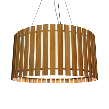 Slatted Pendant Light in Teak.