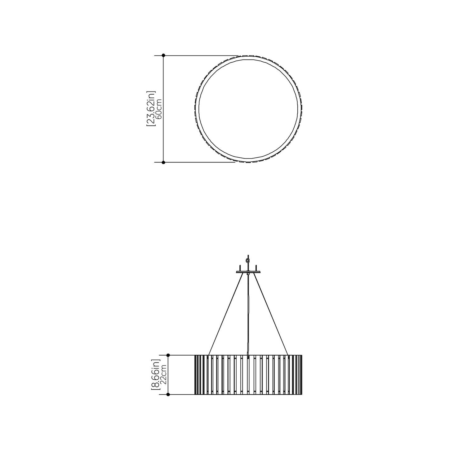 Slatted Pendant Light - line drawing.