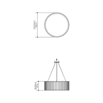 Slatted Pendant Light - line drawing.