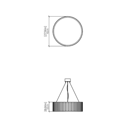 Slatted Pendant Light - line drawing.