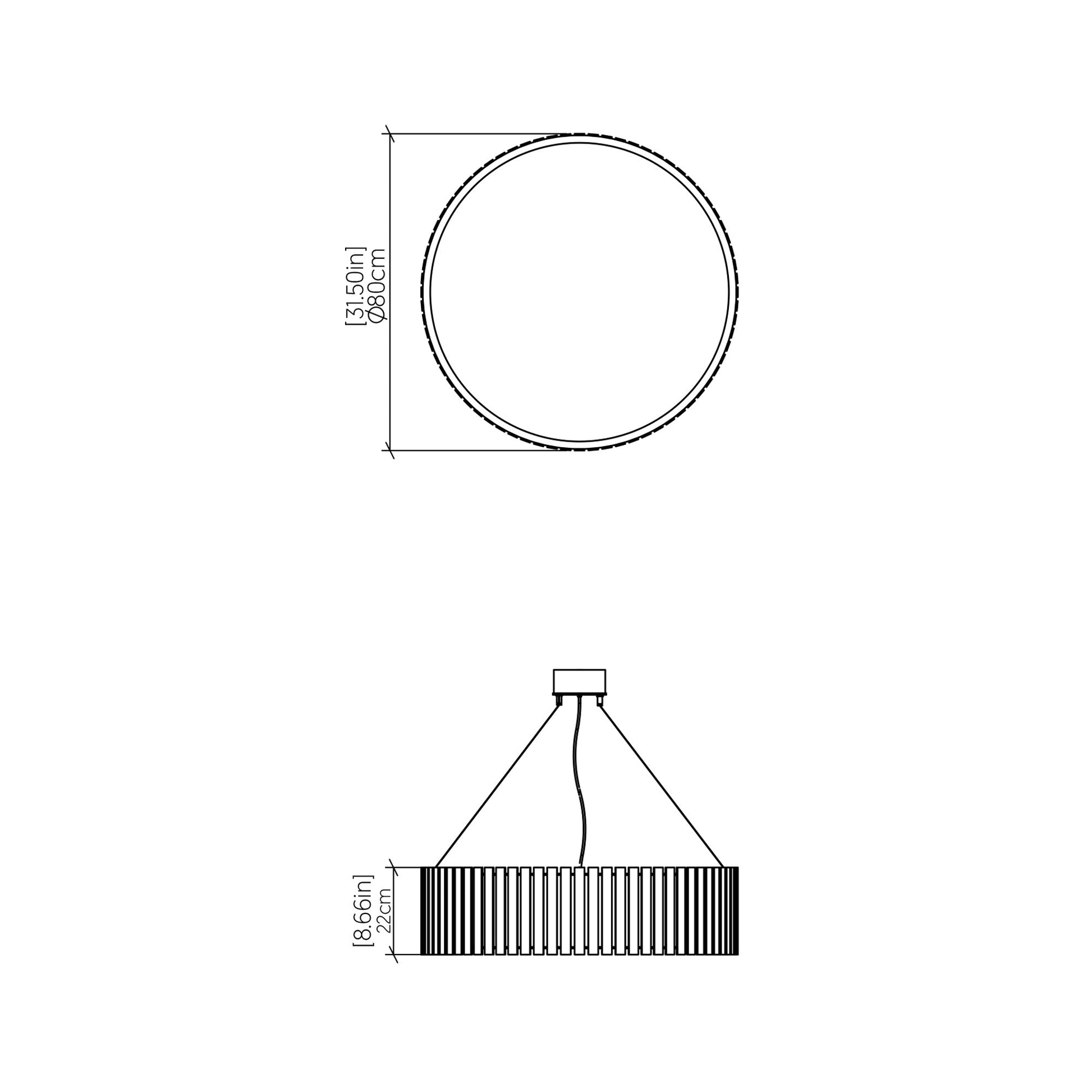 Slatted Pendant Light - line drawing.