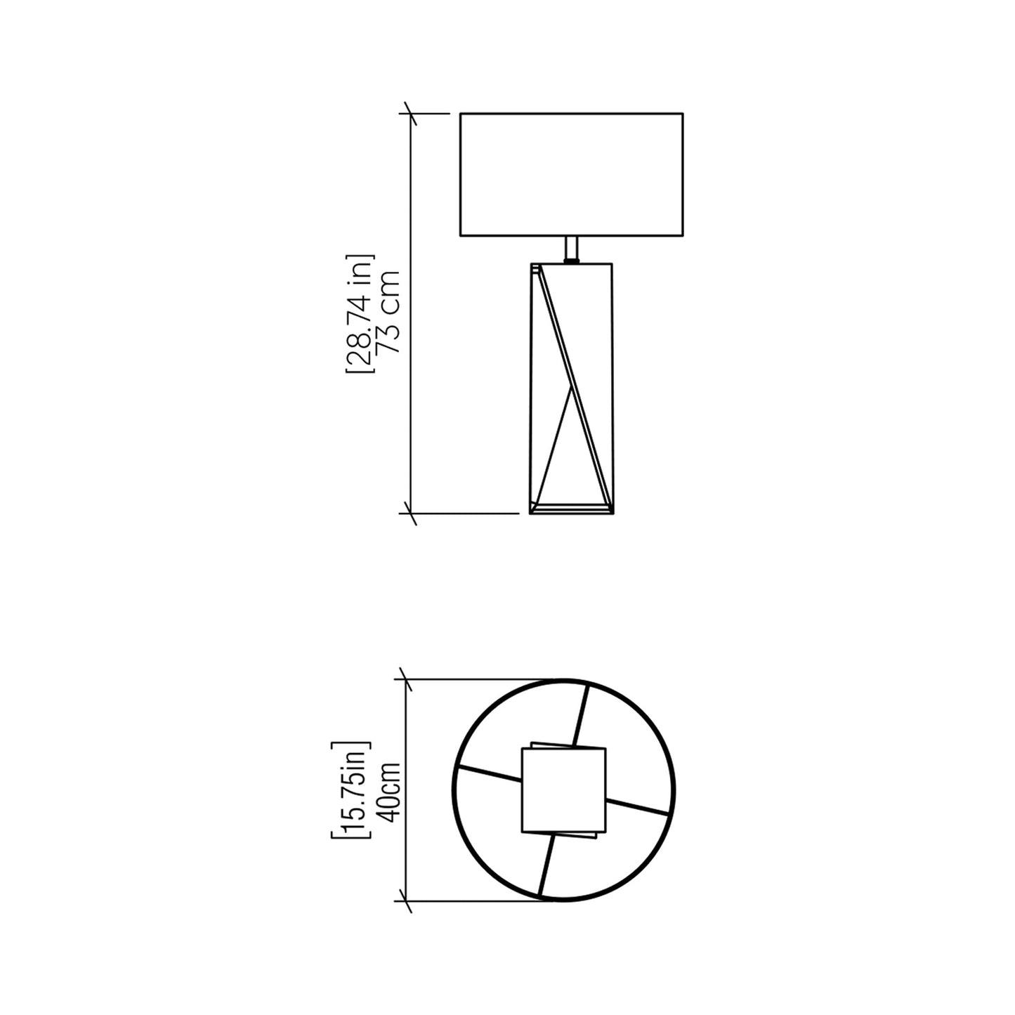 Spin Table Lamp - line drawing.