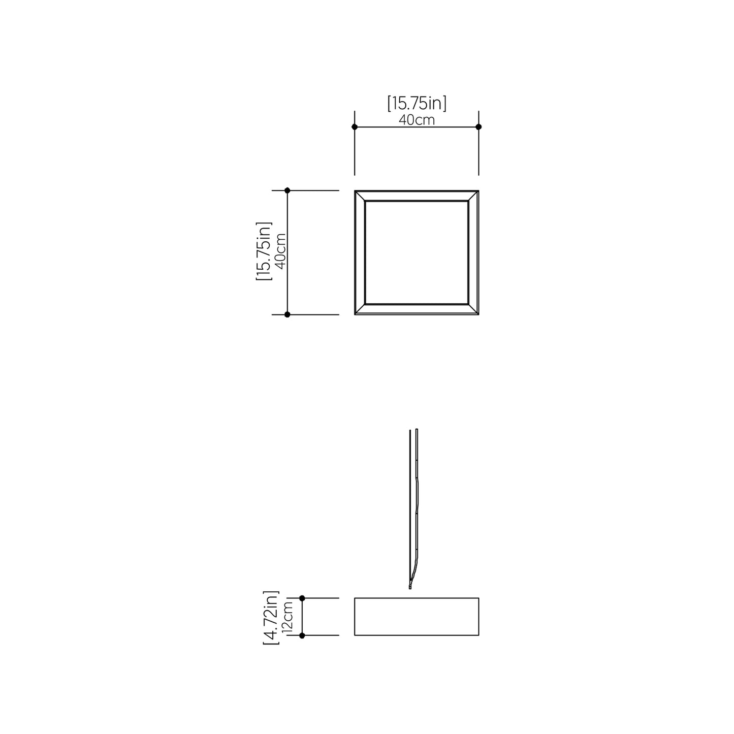 Squares LED Flush Mount Ceiling Light - line drawing.