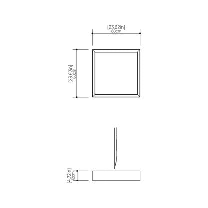 Squares LED Flush Mount Ceiling Light - line drawing.