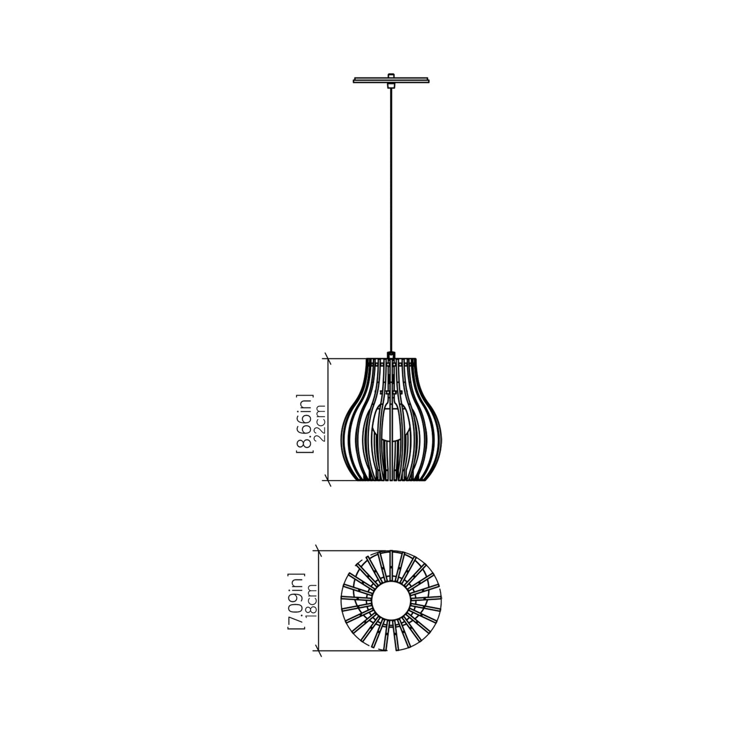 Stecche Di Legno 1236 Pendant Light - line drawing.
