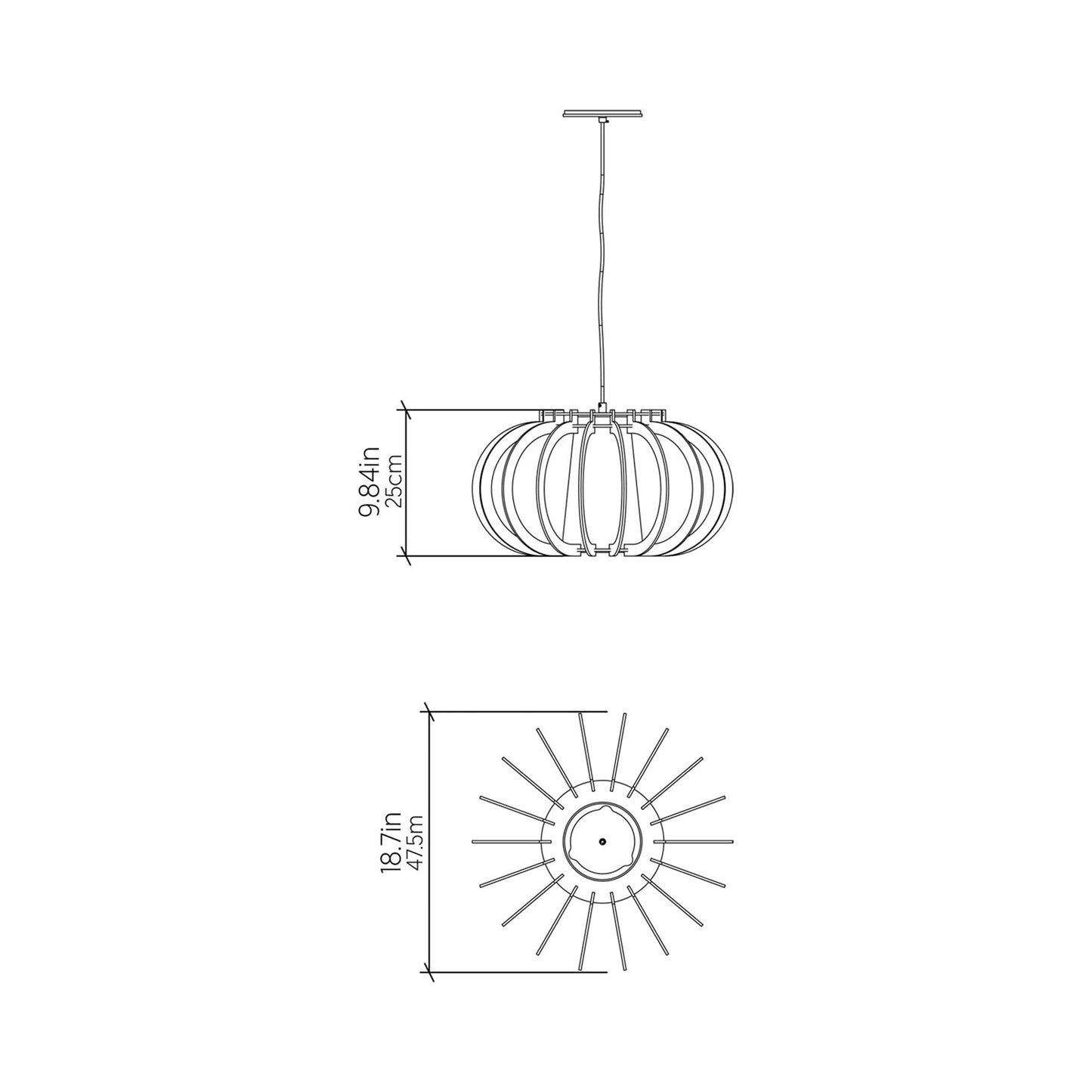 Stecche Di Legno 1489 Pendant Light - line drawing.