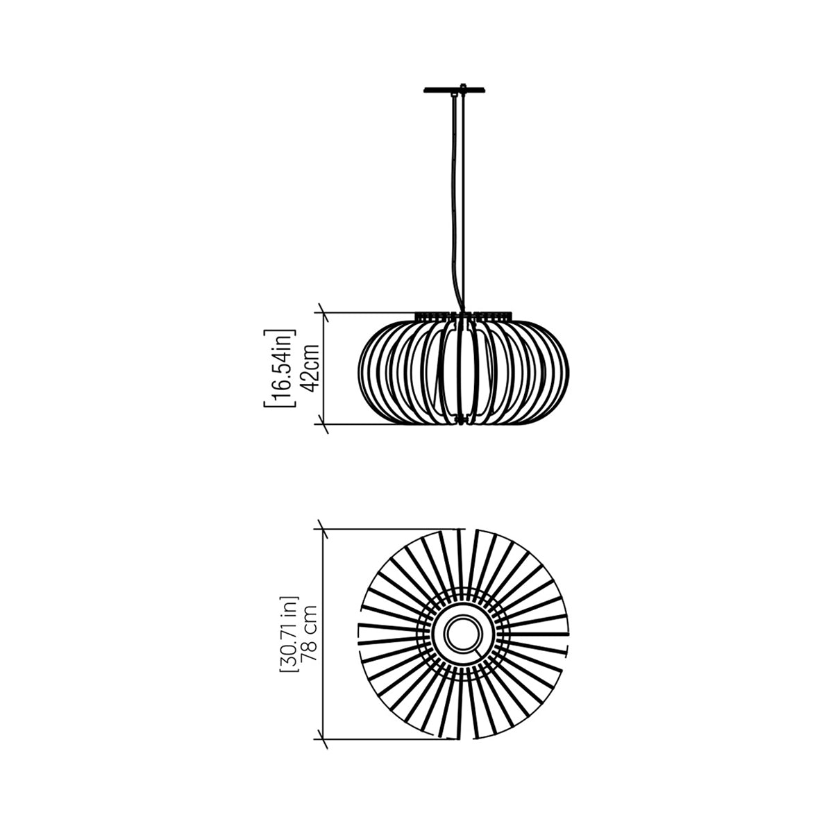 Stecche Di Legno 1489 Pendant Light - line drawing.