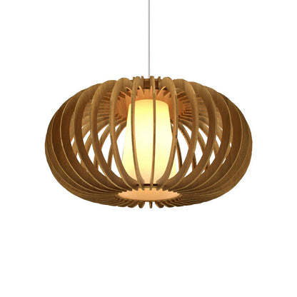 Stecche Di Legno Oval Pendant Light in Louro Freijó (Small).