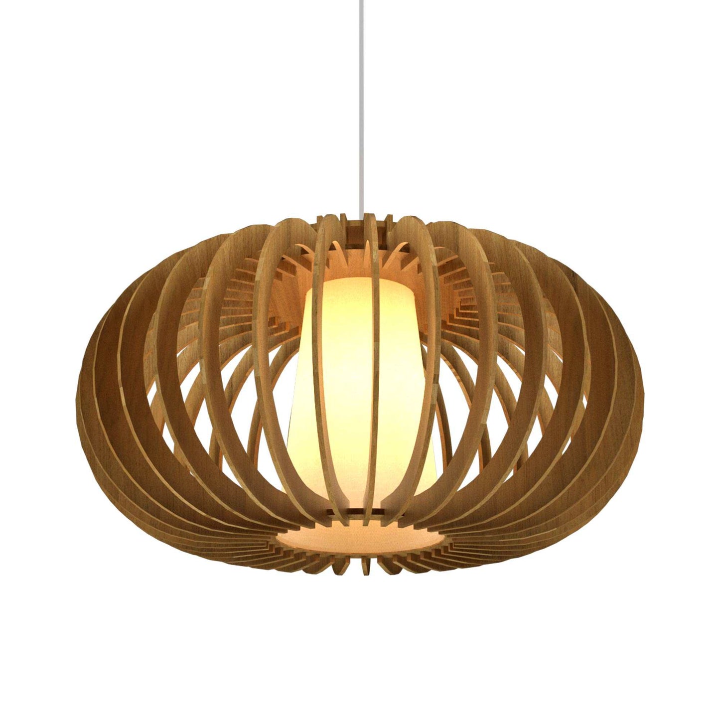 Stecche Di Legno Oval Pendant Light in Louro Freijó (Large).
