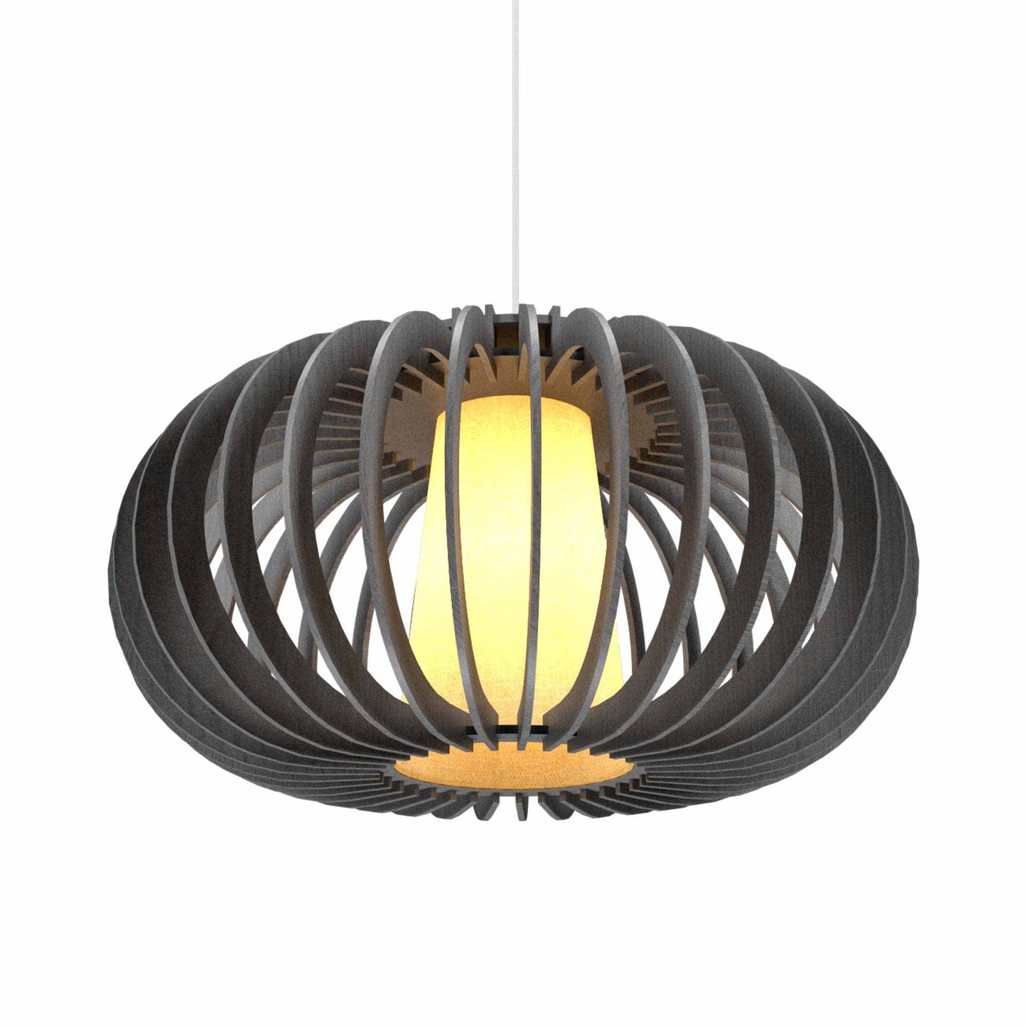 Stecche Di Legno Oval Pendant Light in Organic Lead Grey (Large).