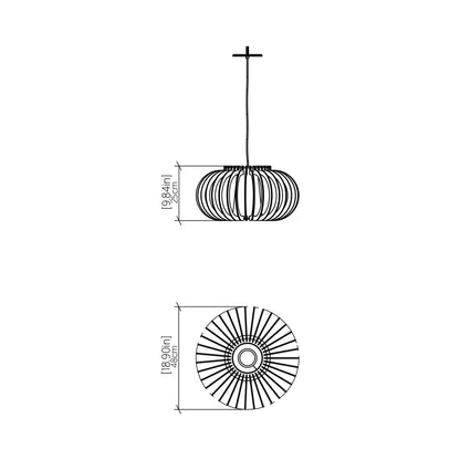 Stecche Di Legno Oval Pendant Light - line drawing.