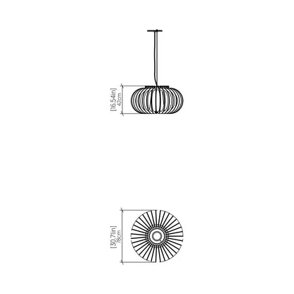 Stecche Di Legno Oval Pendant Light - line drawing.
