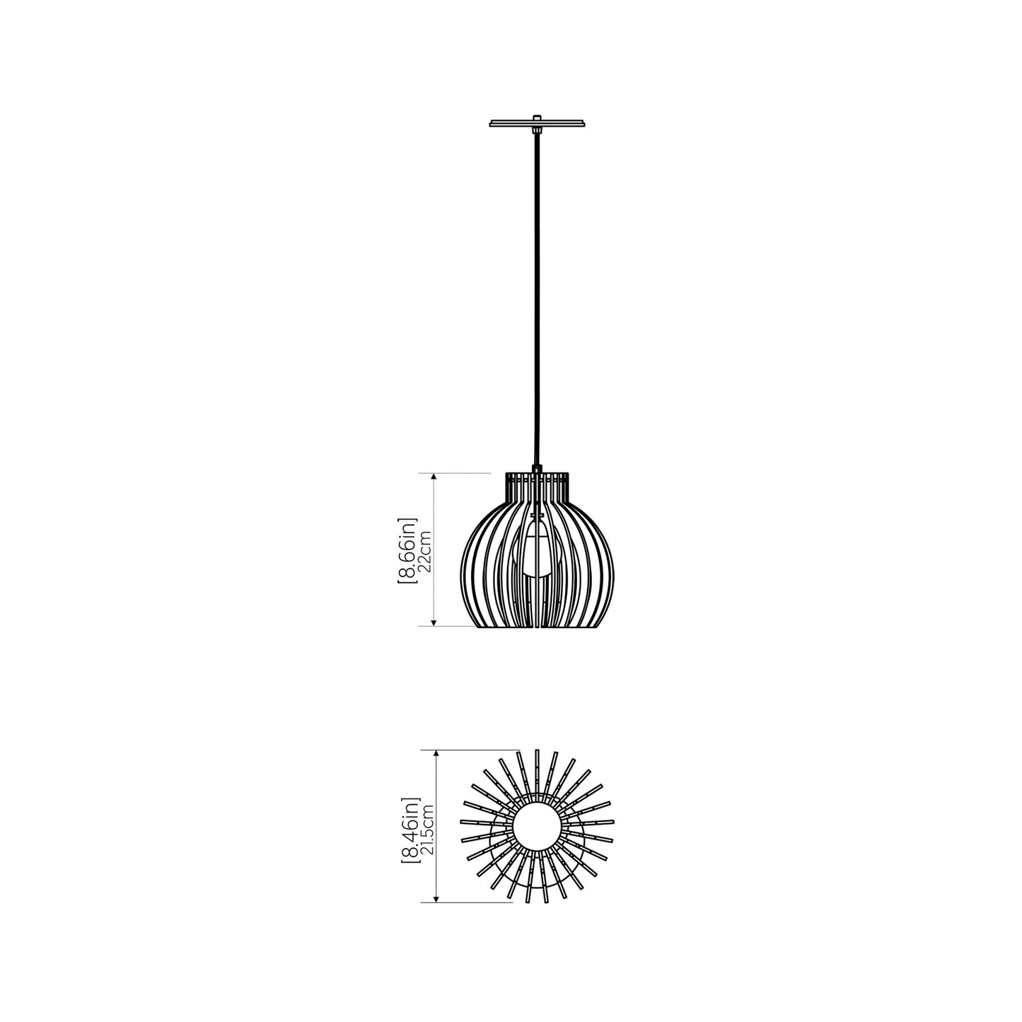 Stecche Di Legno Pendant Light - line drawing.
