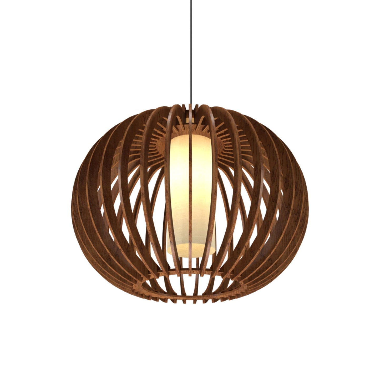 Stecche Di Legno Round Pendant Light in Imbuia.