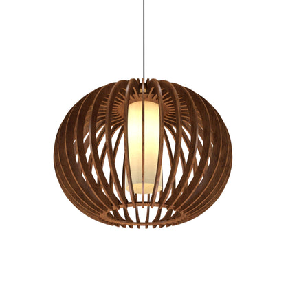 Stecche Di Legno Round Pendant Light in Imbuia.