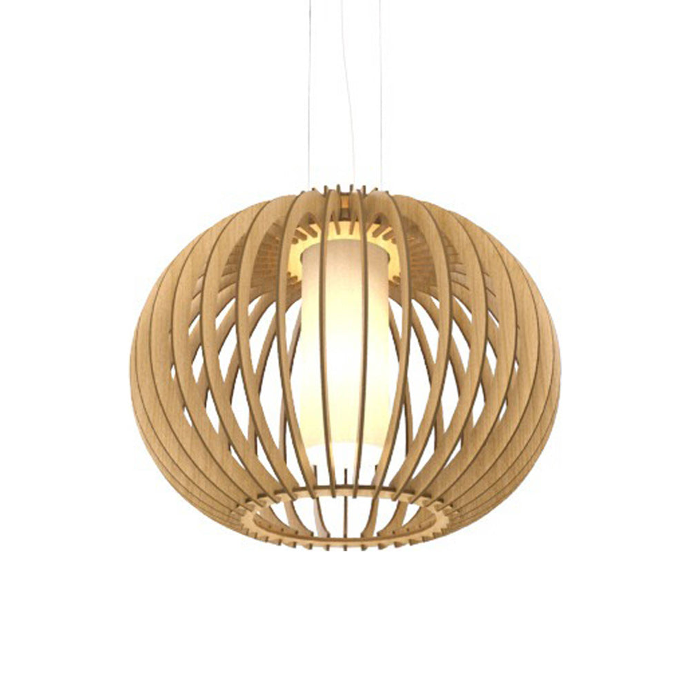 Stecche Di Legno Round Pendant Light in Louro Freijó.