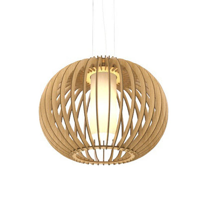 Stecche Di Legno Round Pendant Light in Louro Freijó.