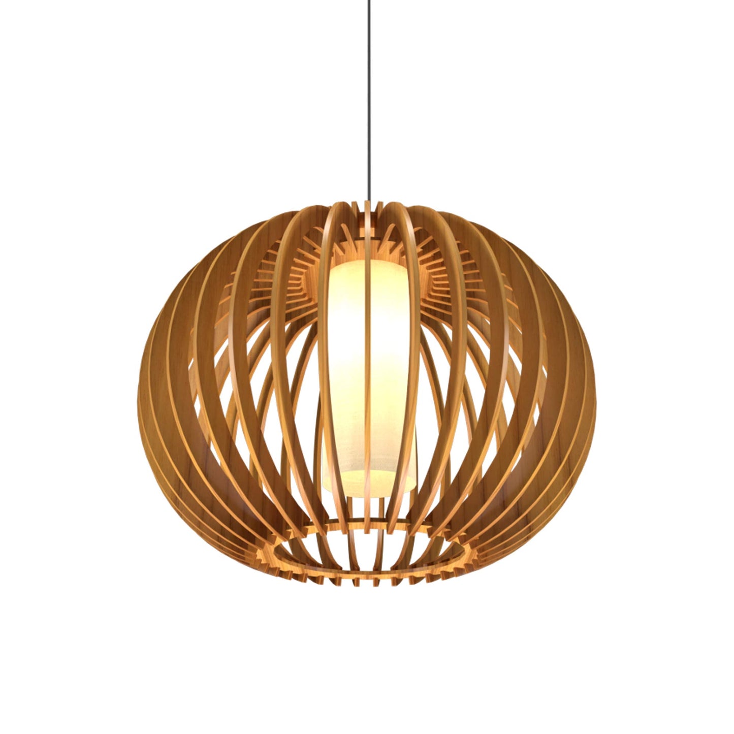 Stecche Di Legno Round Pendant Light in Teak.