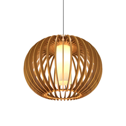 Stecche Di Legno Round Pendant Light in Teak.