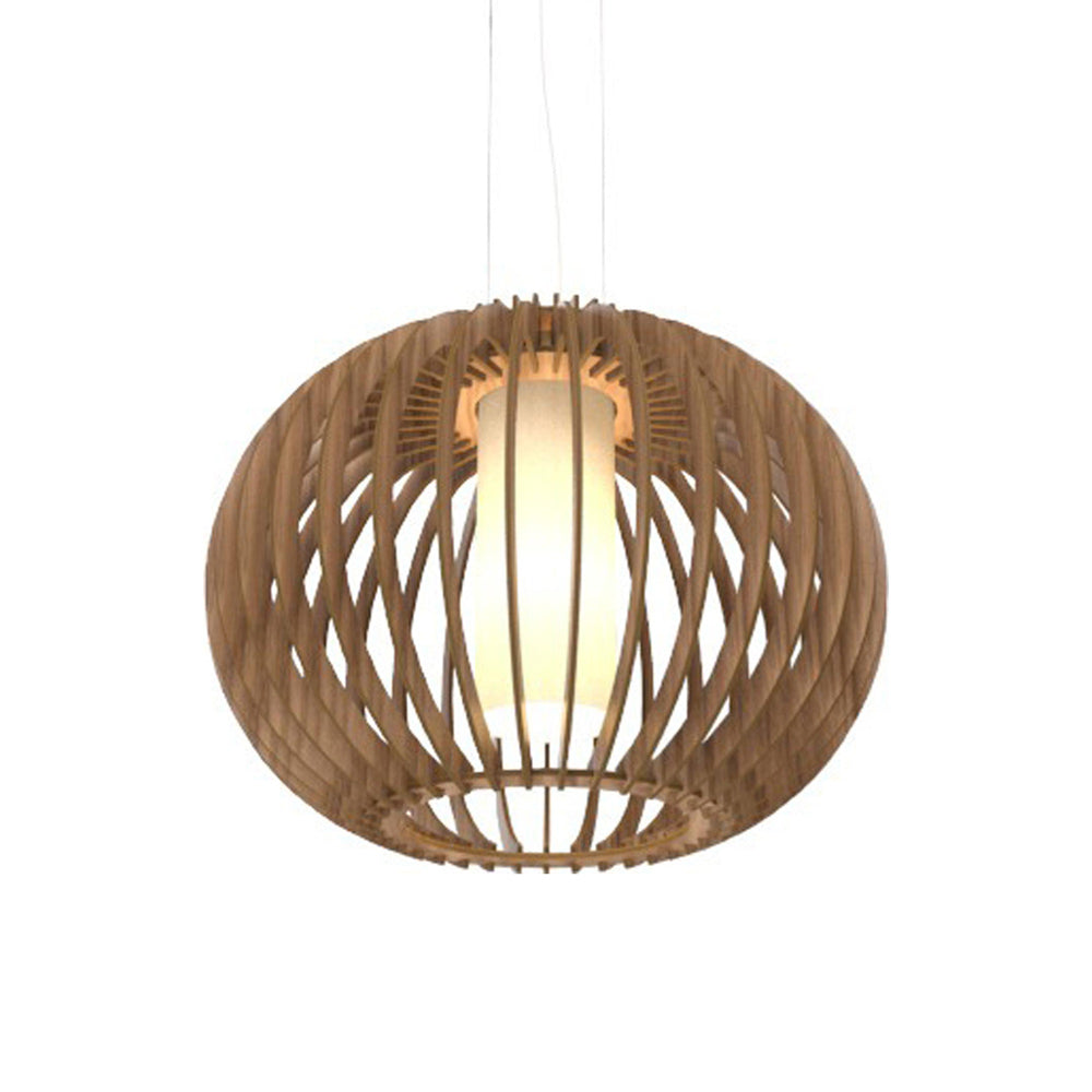Stecche Di Legno Round Pendant Light in American Walnut.