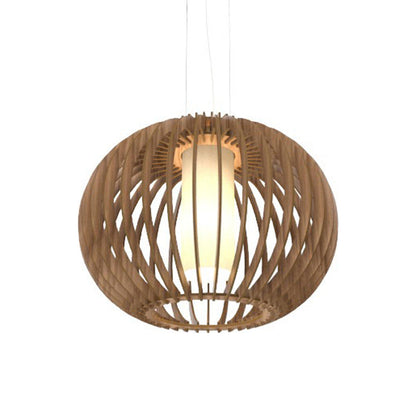 Stecche Di Legno Round Pendant Light in American Walnut.
