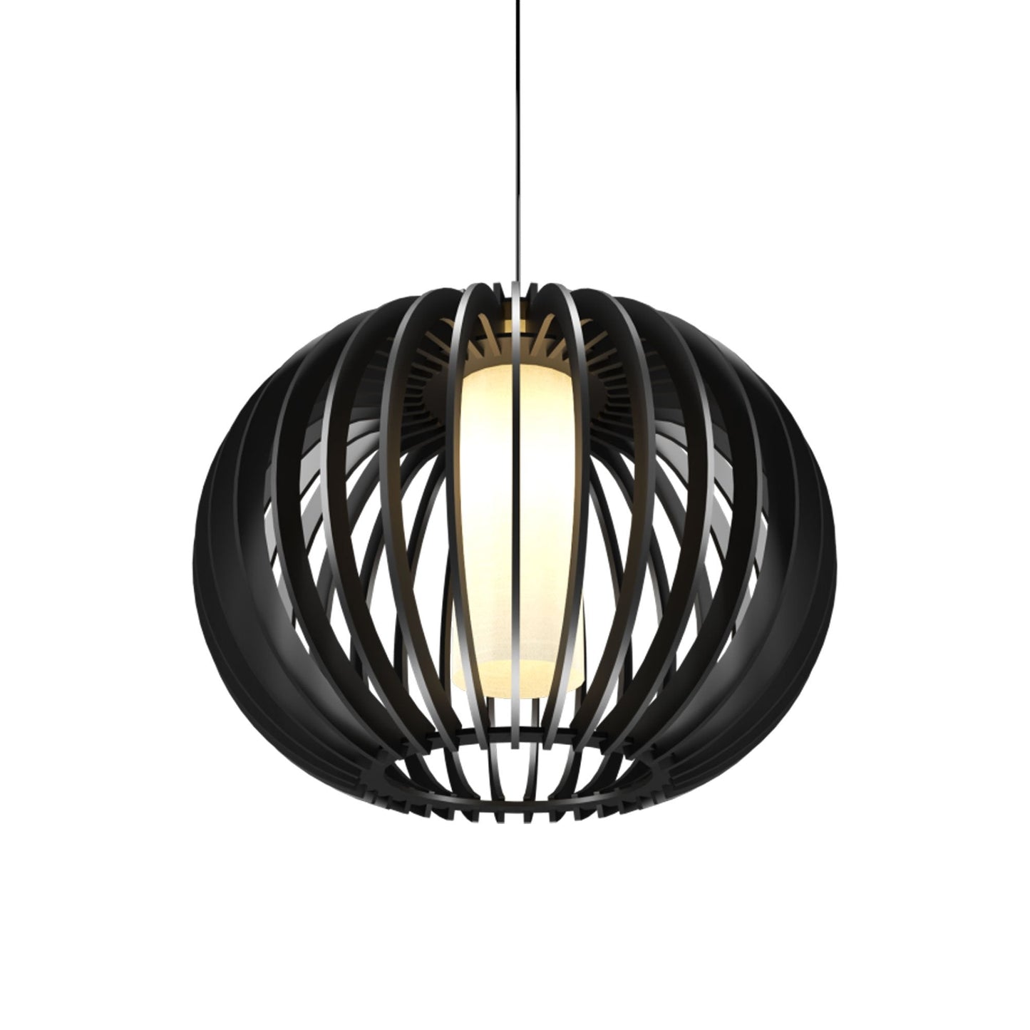 Stecche Di Legno Round Pendant Light in Charcoal.