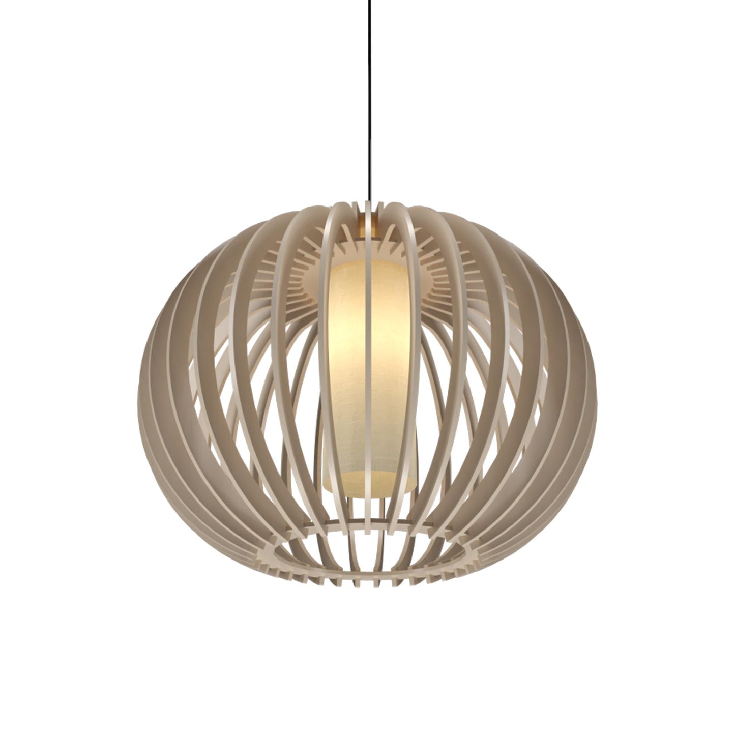 Stecche Di Legno Round Pendant Light in Organic Cappuccino.