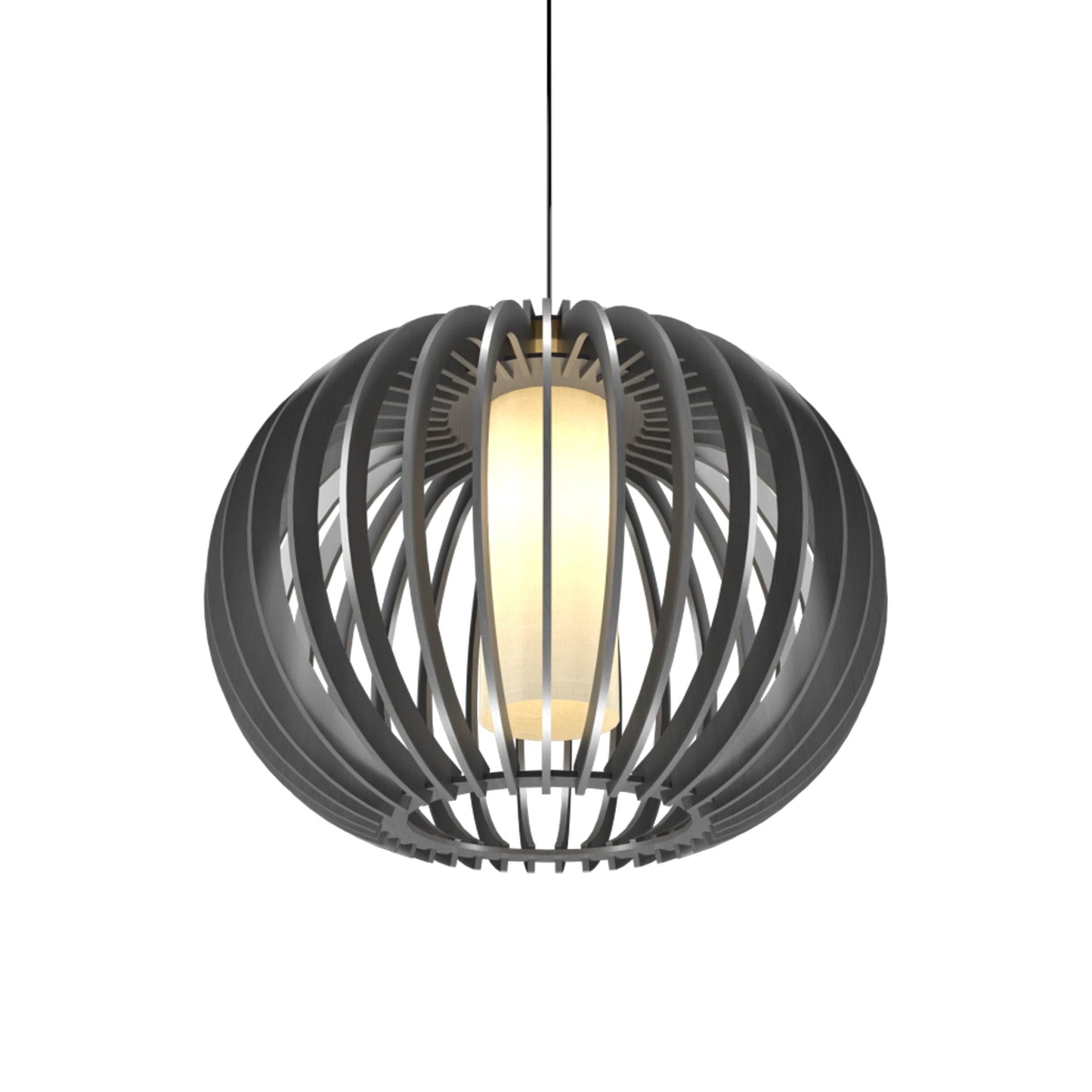 Stecche Di Legno Round Pendant Light in Organic Lead Grey.