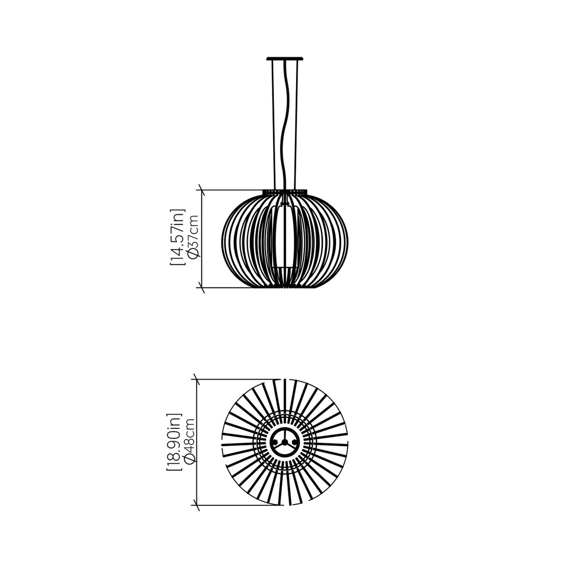 Stecche Di Legno Round Pendant Light - line drawing.