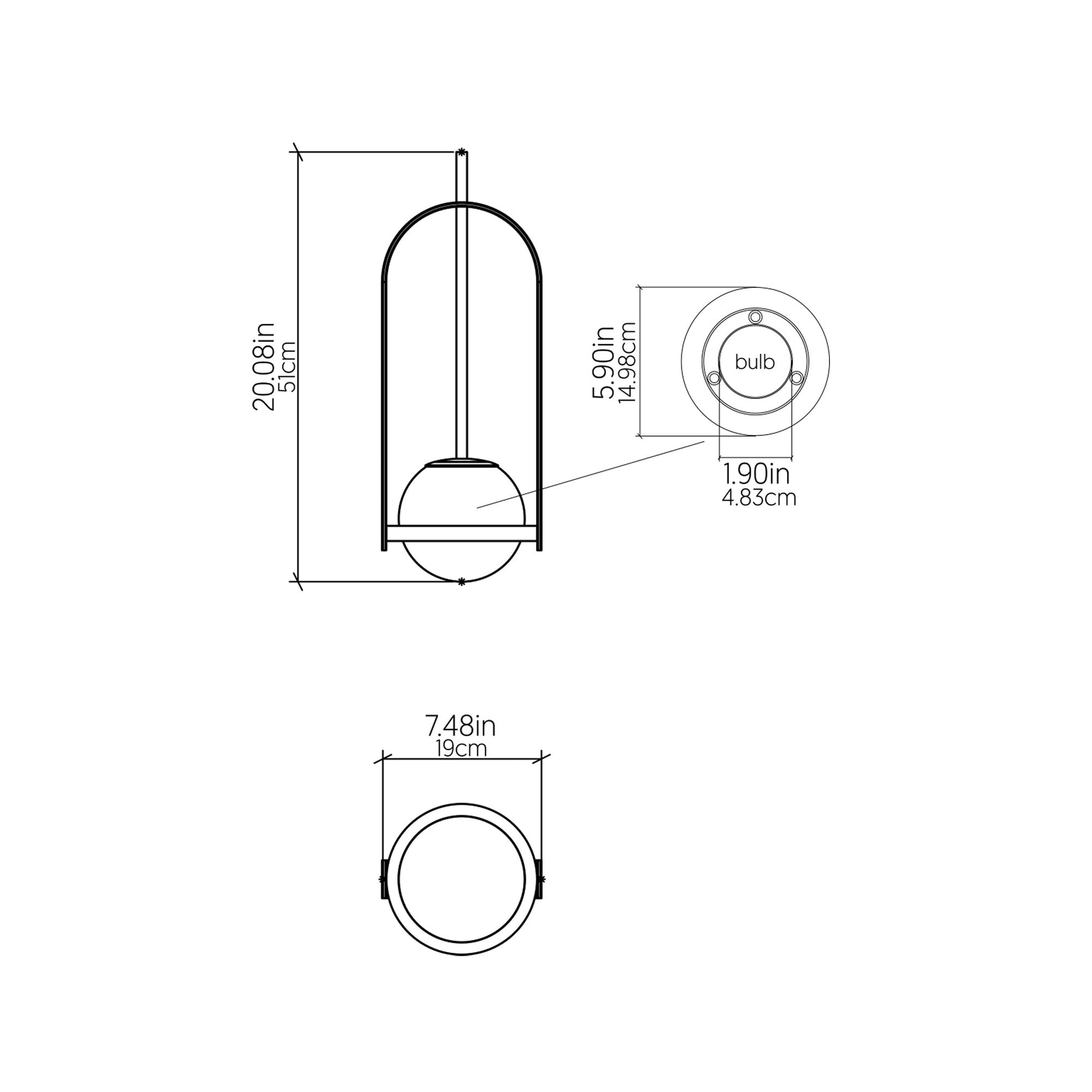 Strap 154 Pendant Light - line drawing.