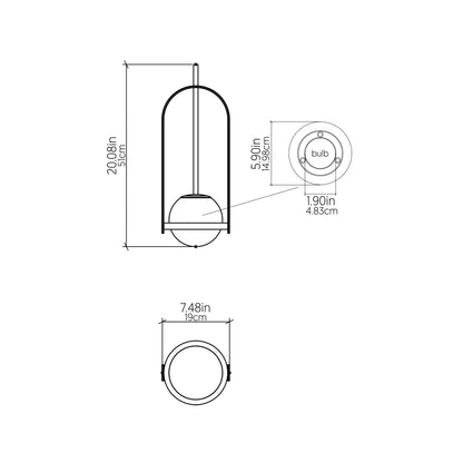 Strap 154 Pendant Light - line drawing.