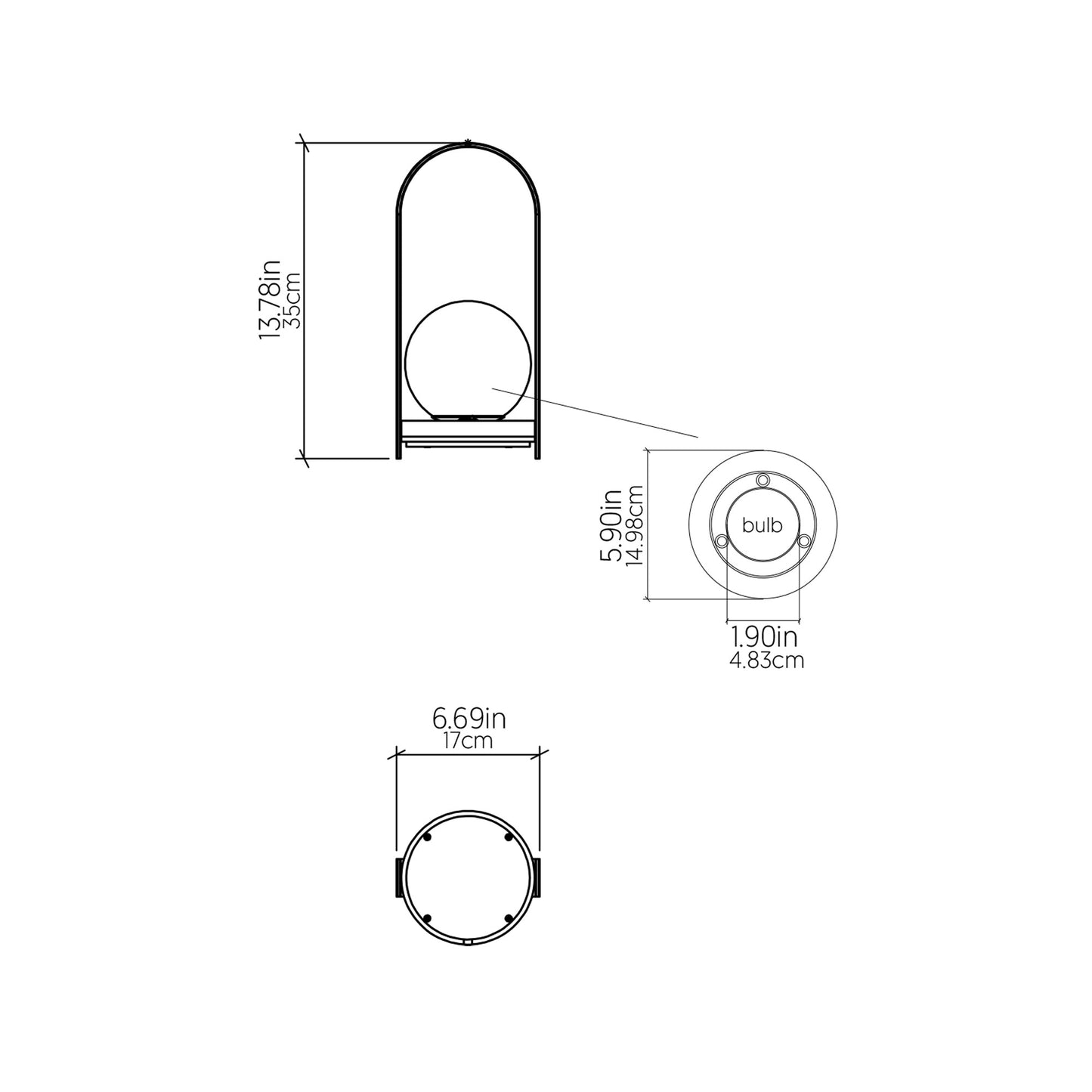 Strap Table Lamp - line drawing.