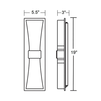 Aberdeen LED Wall Light - line drawing.