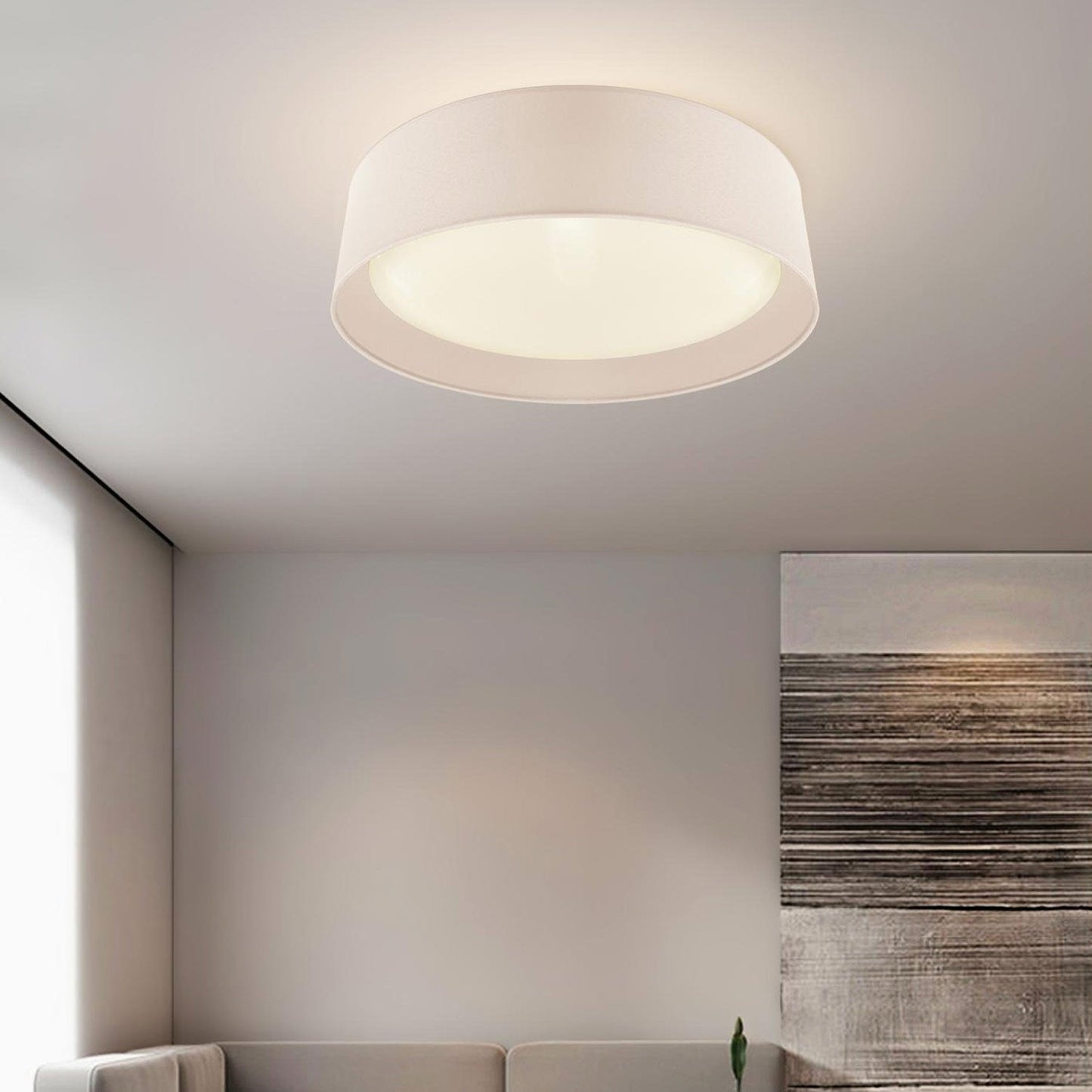 Ally LED Flush Mount Ceiling Light in living room.