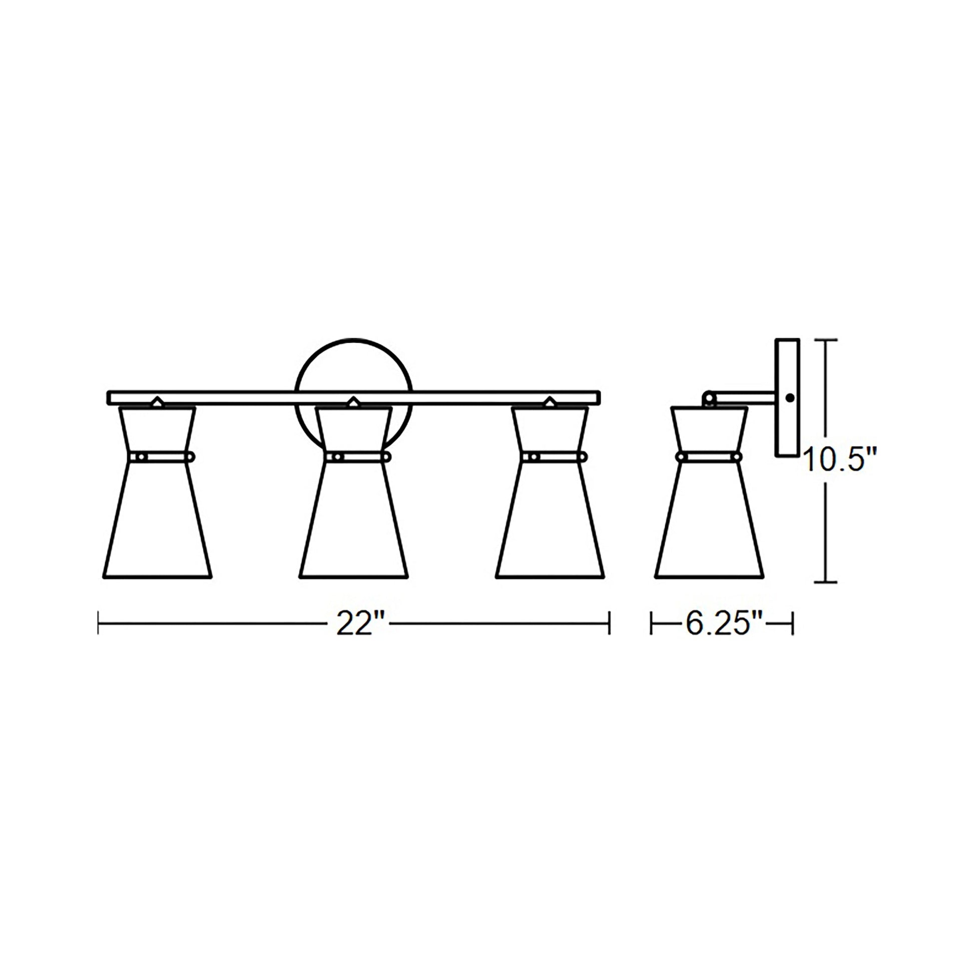 Amanda Bath Vanity Light - line drawing.