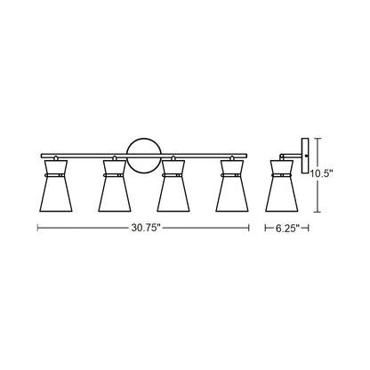 Amanda Bath Vanity Light - line drawing.