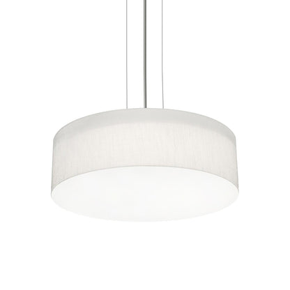 Anton LED Pendant Light in Satin Nickel/Linen White (15-Inch).