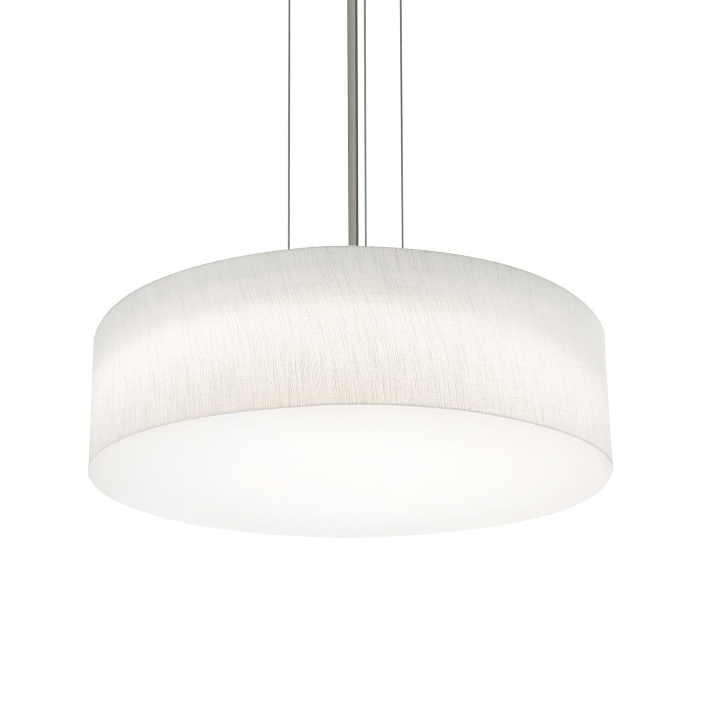 Anton LED Pendant Light in Satin Nickel/Linen White (24-Inch).