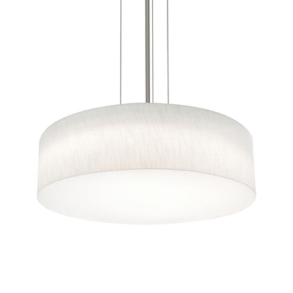 Anton LED Pendant Light in Satin Nickel/Linen White (24-Inch).