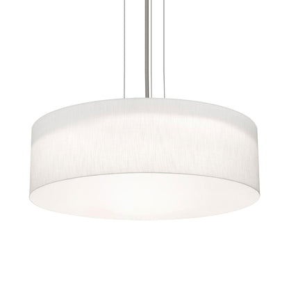 Anton LED Pendant Light in Satin Nickel/Linen White (30-Inch).