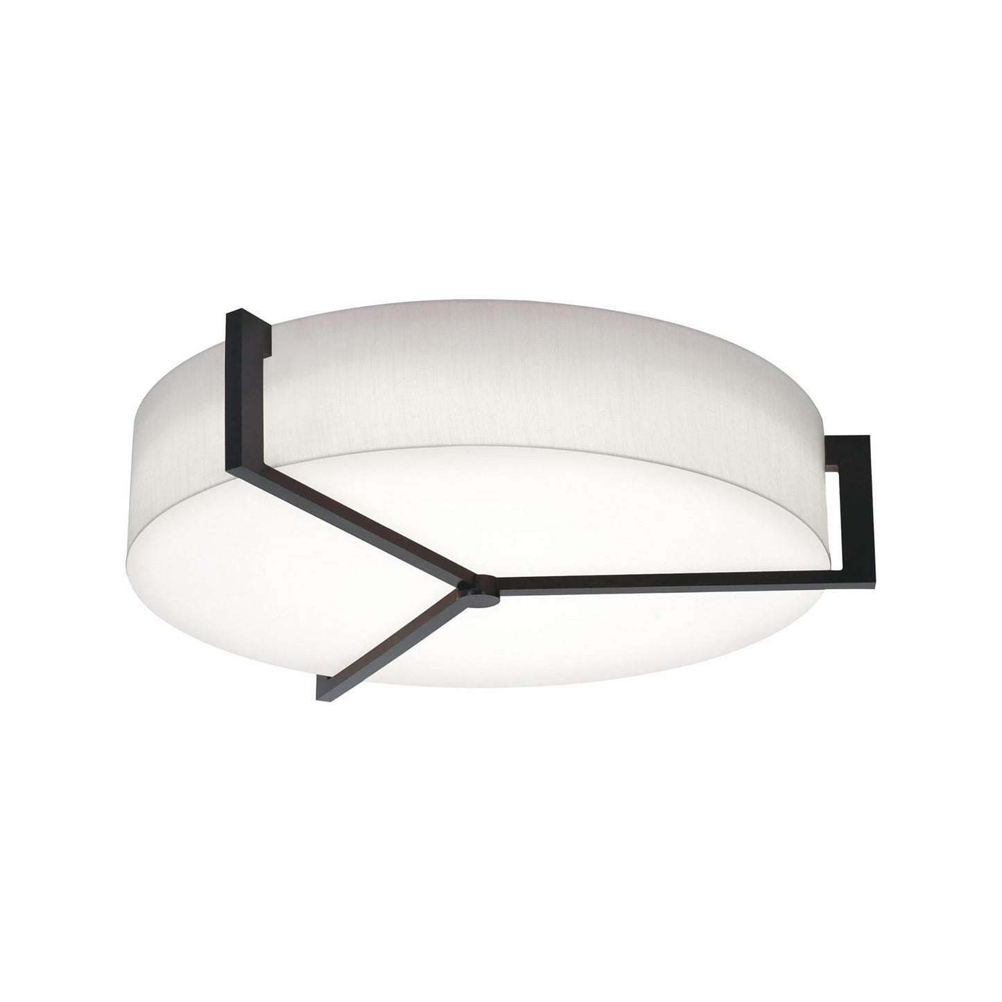 Apex Flush Mount Ceiling Light in Linen White/Espresso (27.25-Inch).