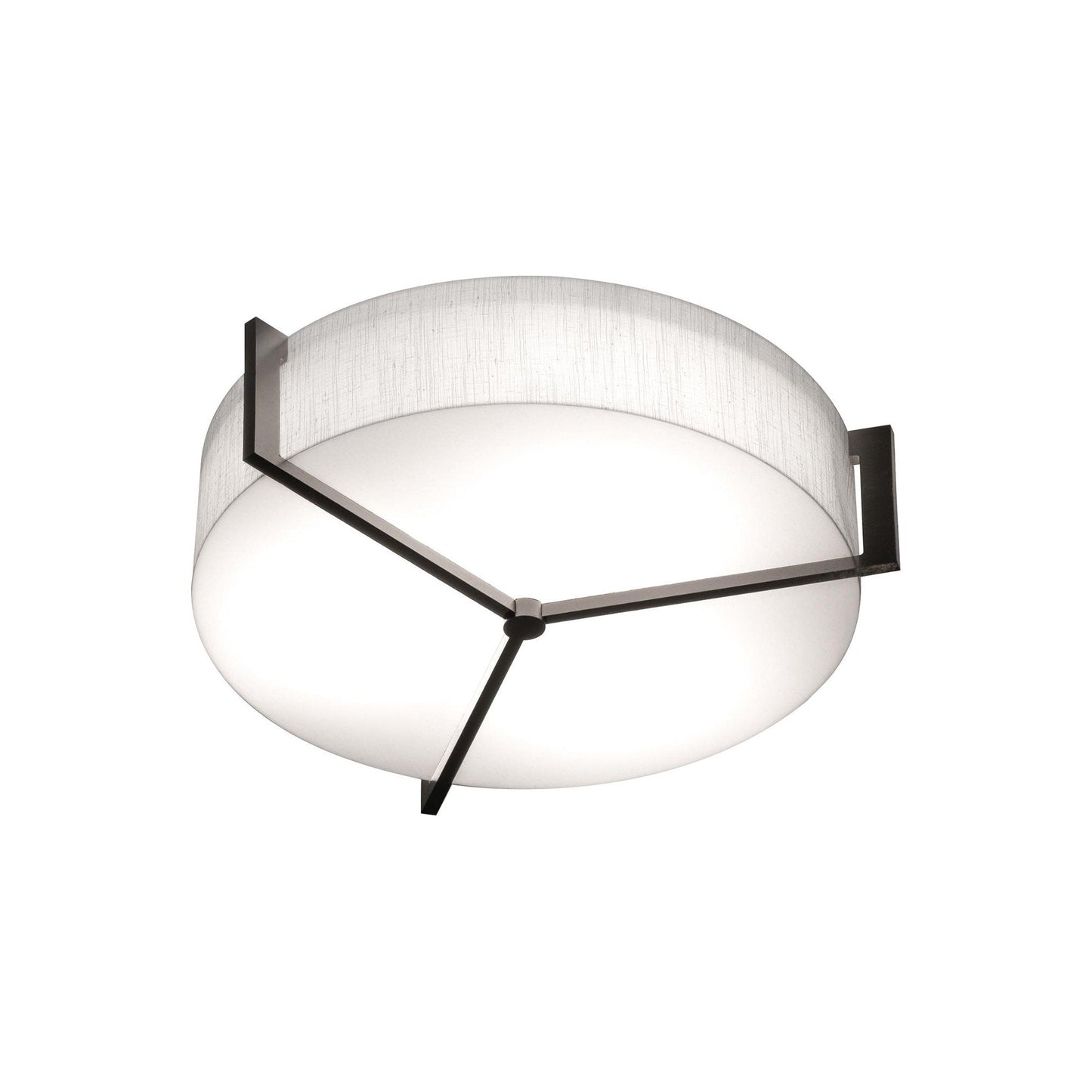 Apex LED Flush Mount Ceiling Light in Linen White/Espresso (17-Inch).