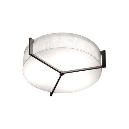 Apex LED Flush Mount Ceiling Light in Linen White/Espresso (17-Inch).